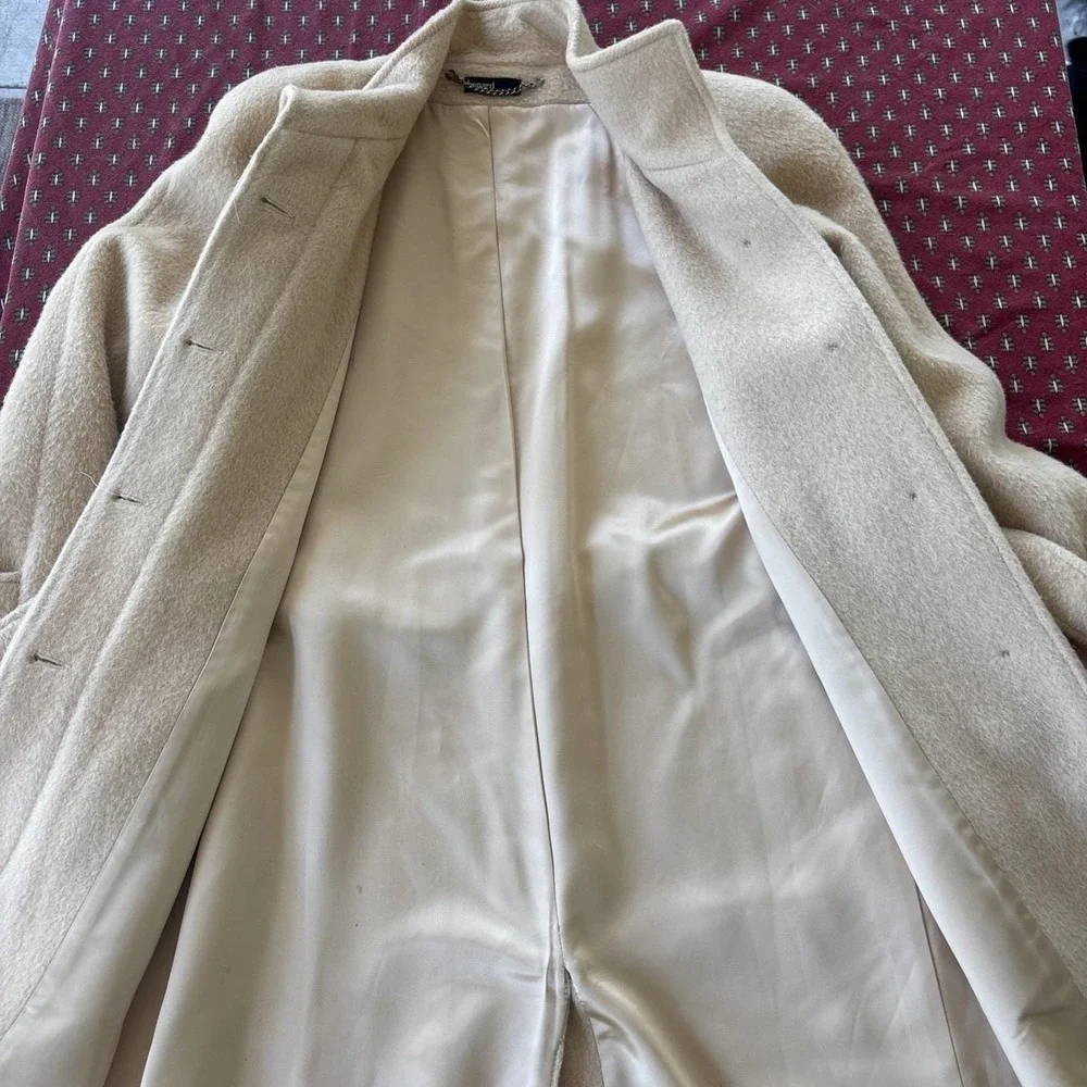 VTG Benard Harve Benard Long Wool Trench Coat Women SZ 12 Hidden Buttons Classic